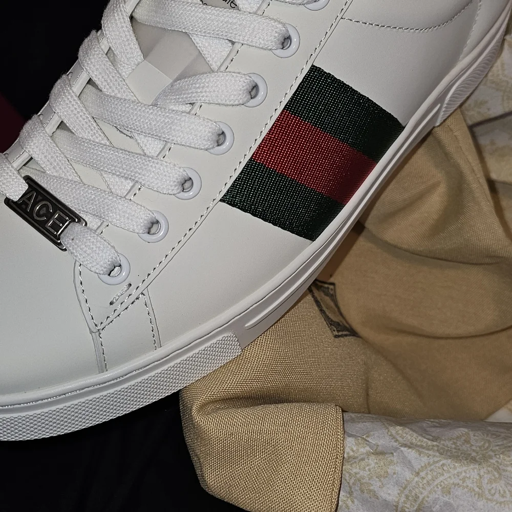 Gucci White Ace Sneakers Size Us 9 Mens New - Picture 3 of 7